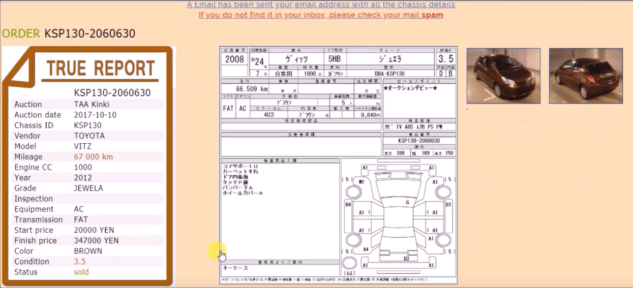 Auction Sheet true report